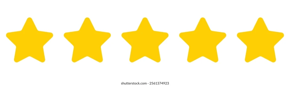 Five yellow five-pointed stars in a row, indicating a five-star rating.